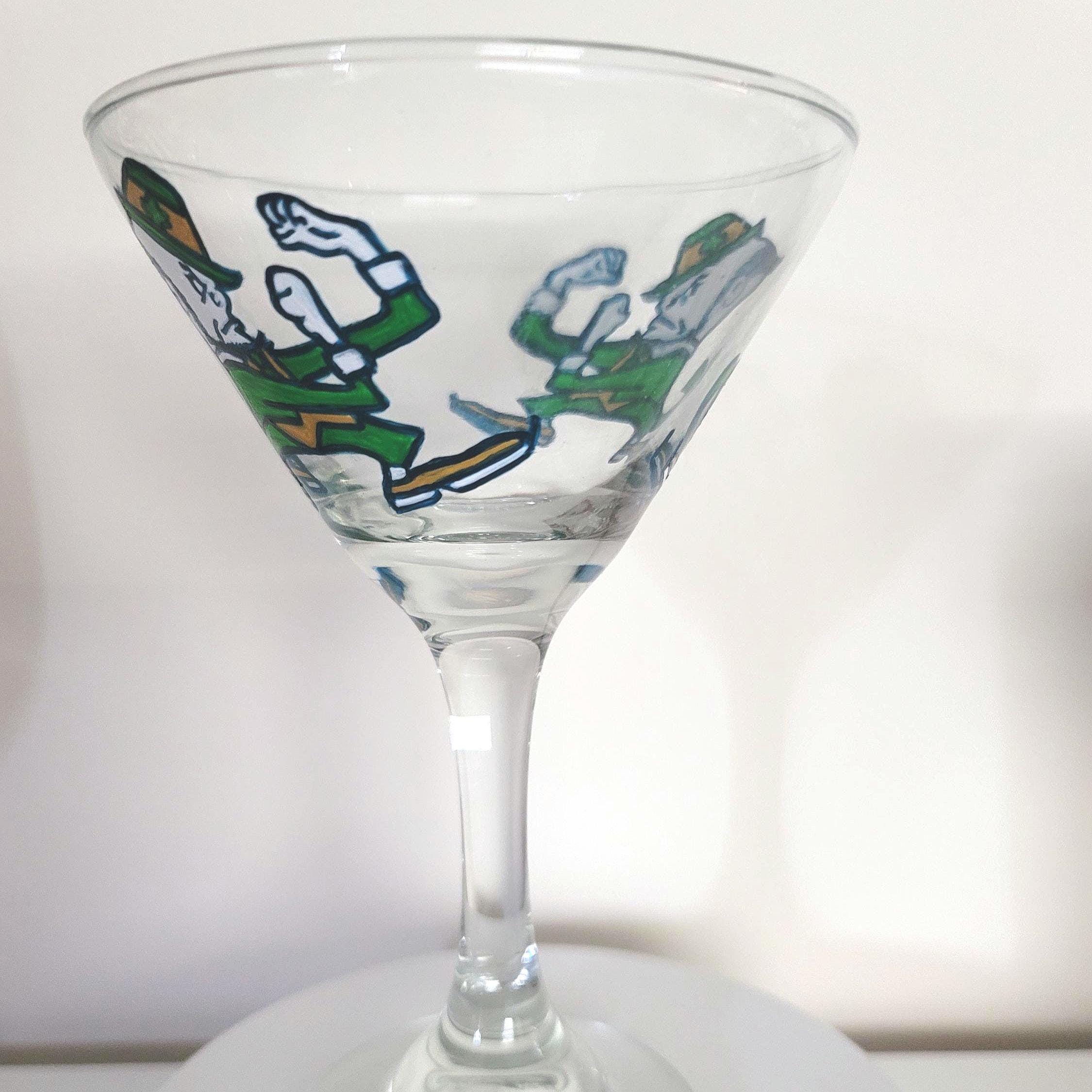 Hand Painted Notre Dame Martini Glass, Fighting Irish Gift