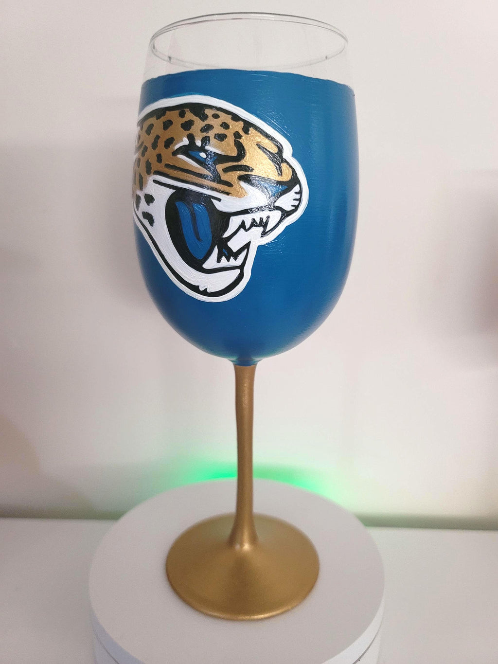 Hand Painted Jacksonville Jaguars Wine Glass, 18 oz