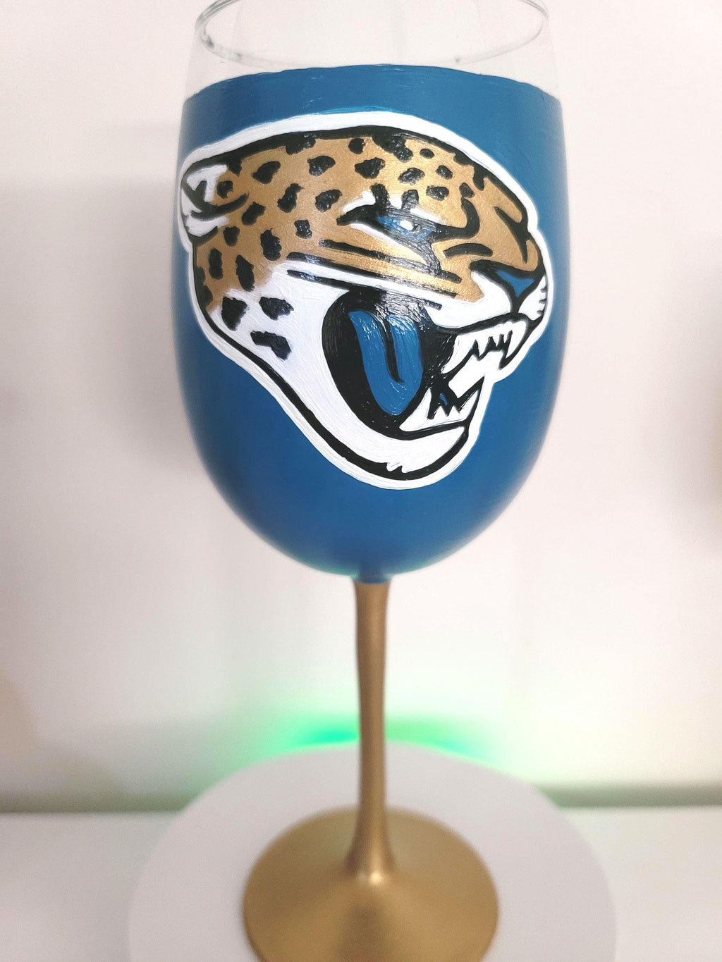 Hand Painted Jacksonville Jaguars Wine Glass, 18 oz