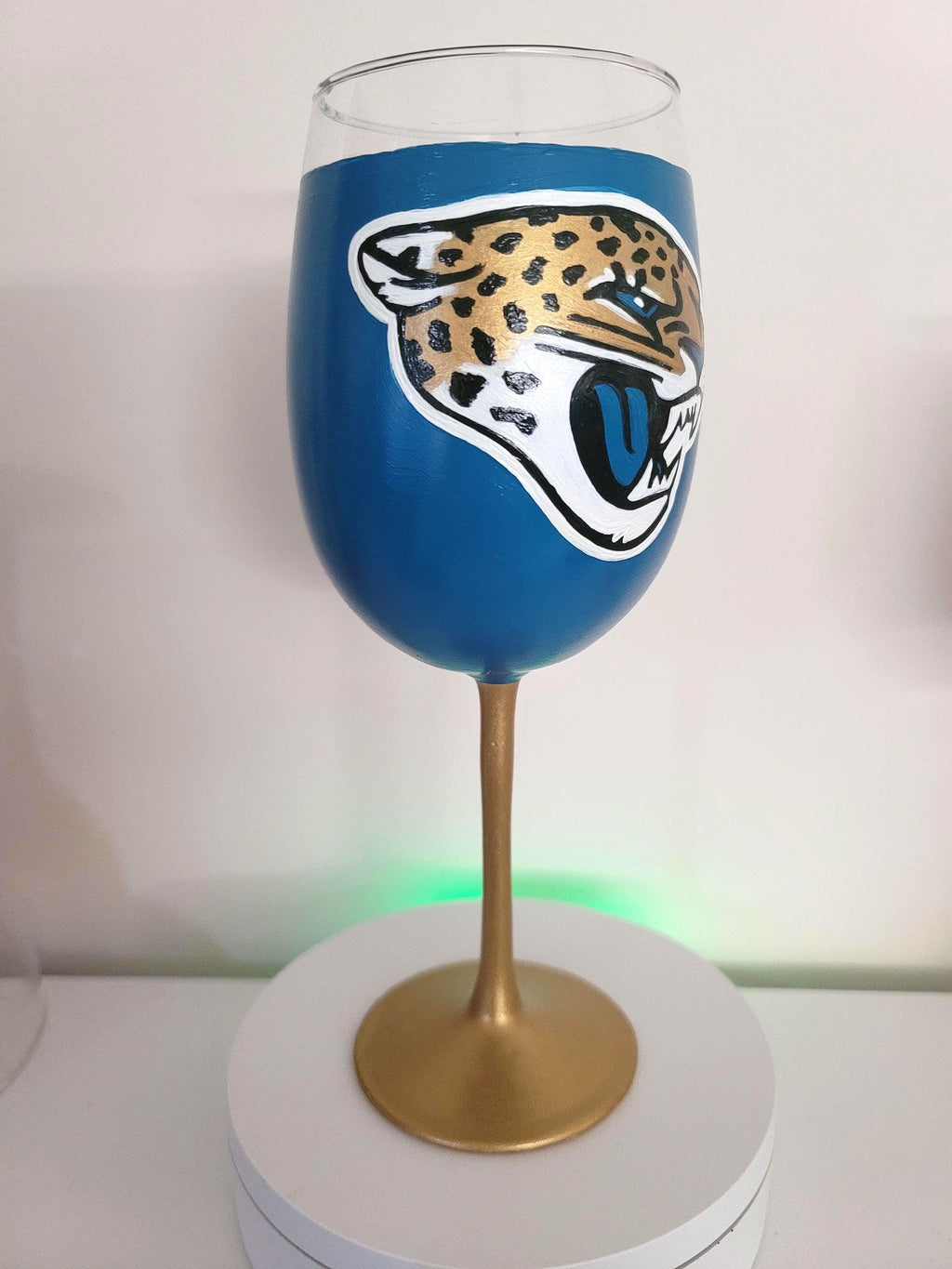 Hand Painted Jacksonville Jaguars Wine Glass, 18 oz
