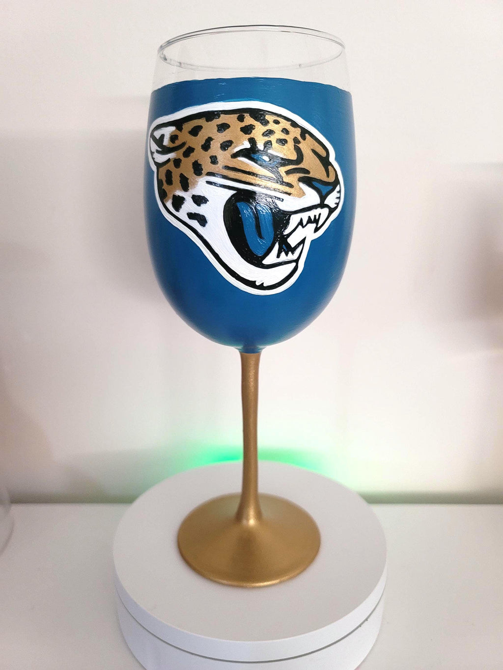 Hand Painted Jacksonville Jaguars Wine Glass, 18 oz