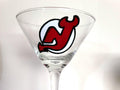 Hand Painted New Jersey Devils Martini Glass: Hockey Fan Gift