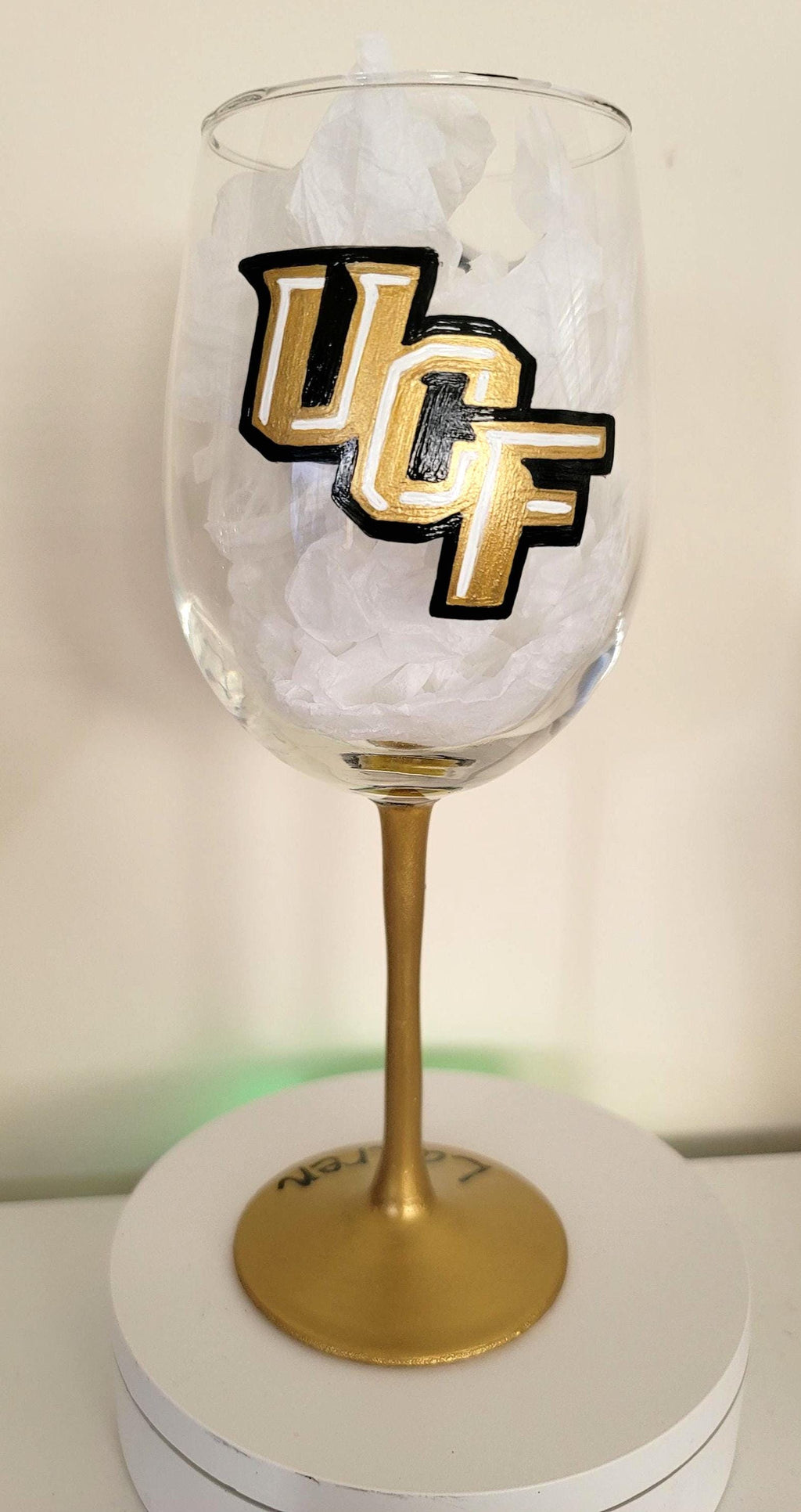 UCF Knights Hand Painted Wine Glass - College Football Gift