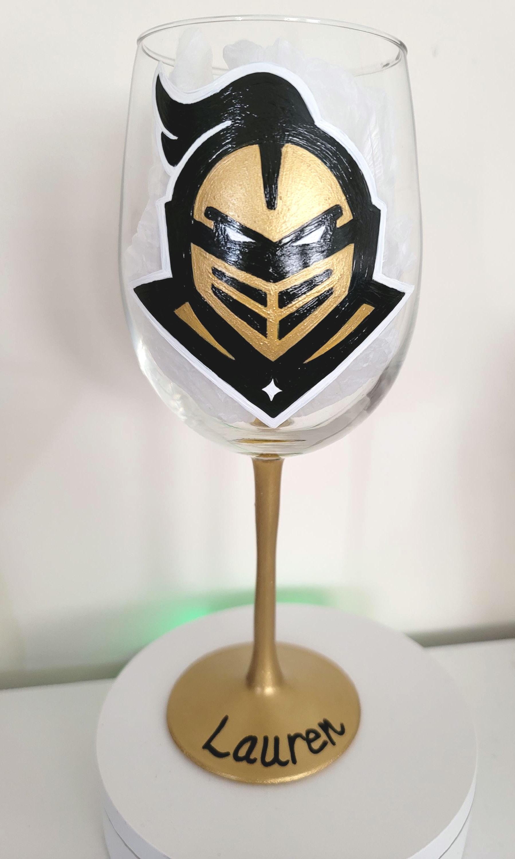 UCF Knights Hand Painted Wine Glass - College Football Gift