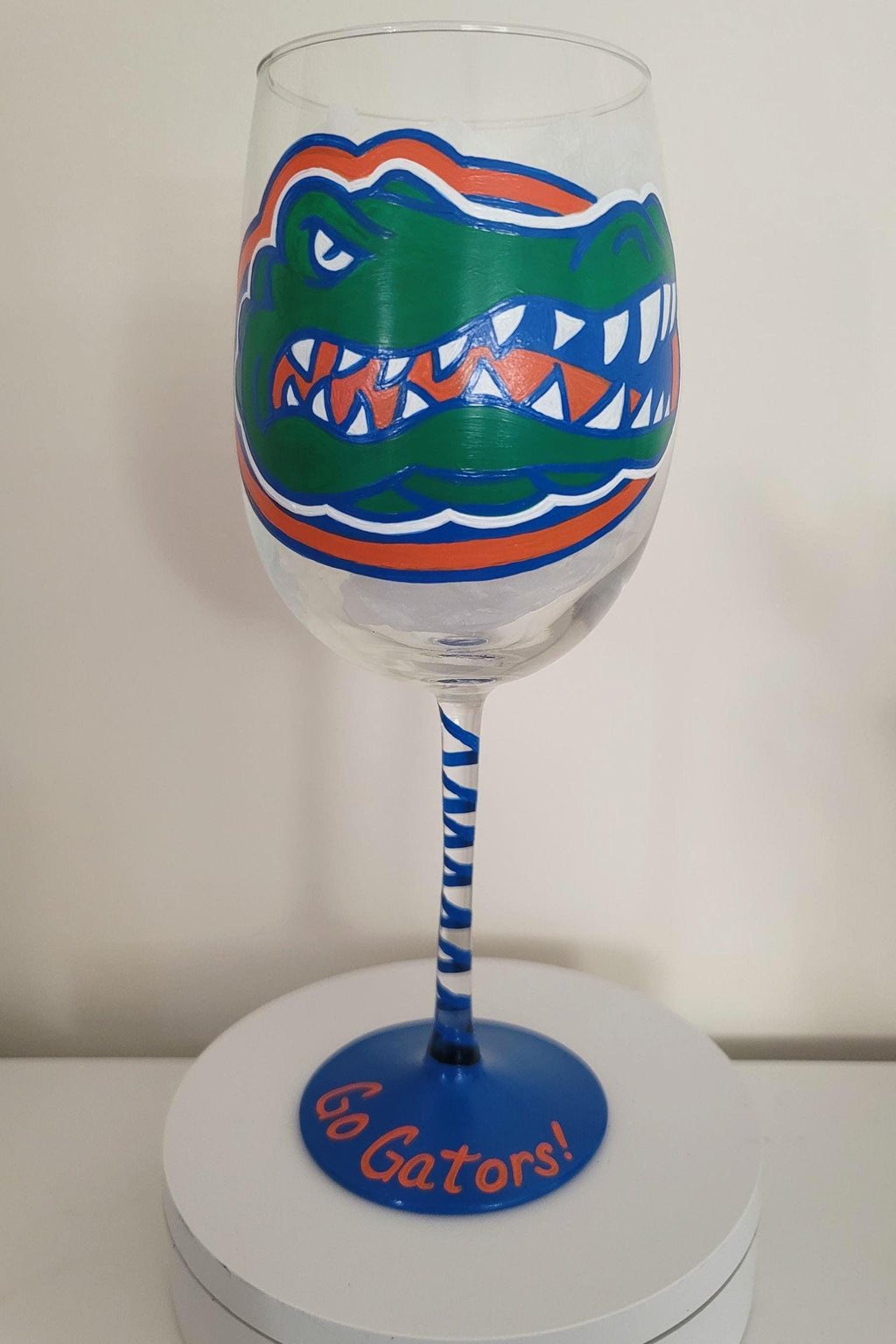 Hand Painted Florida Gators Wine Glass, 18 oz, College Gift