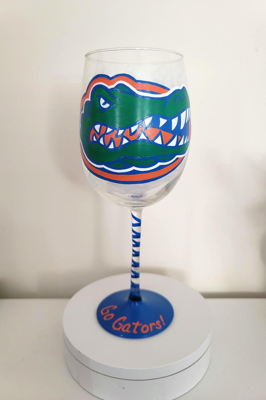 Hand Painted Florida Gators Wine Glass, 18 oz, College Gift