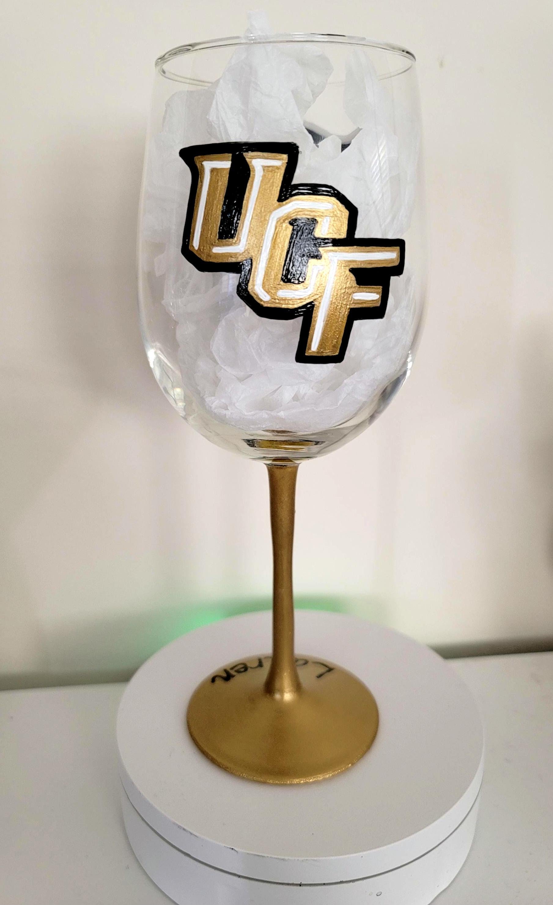 UCF Knights Hand Painted Wine Glass - College Football Gift