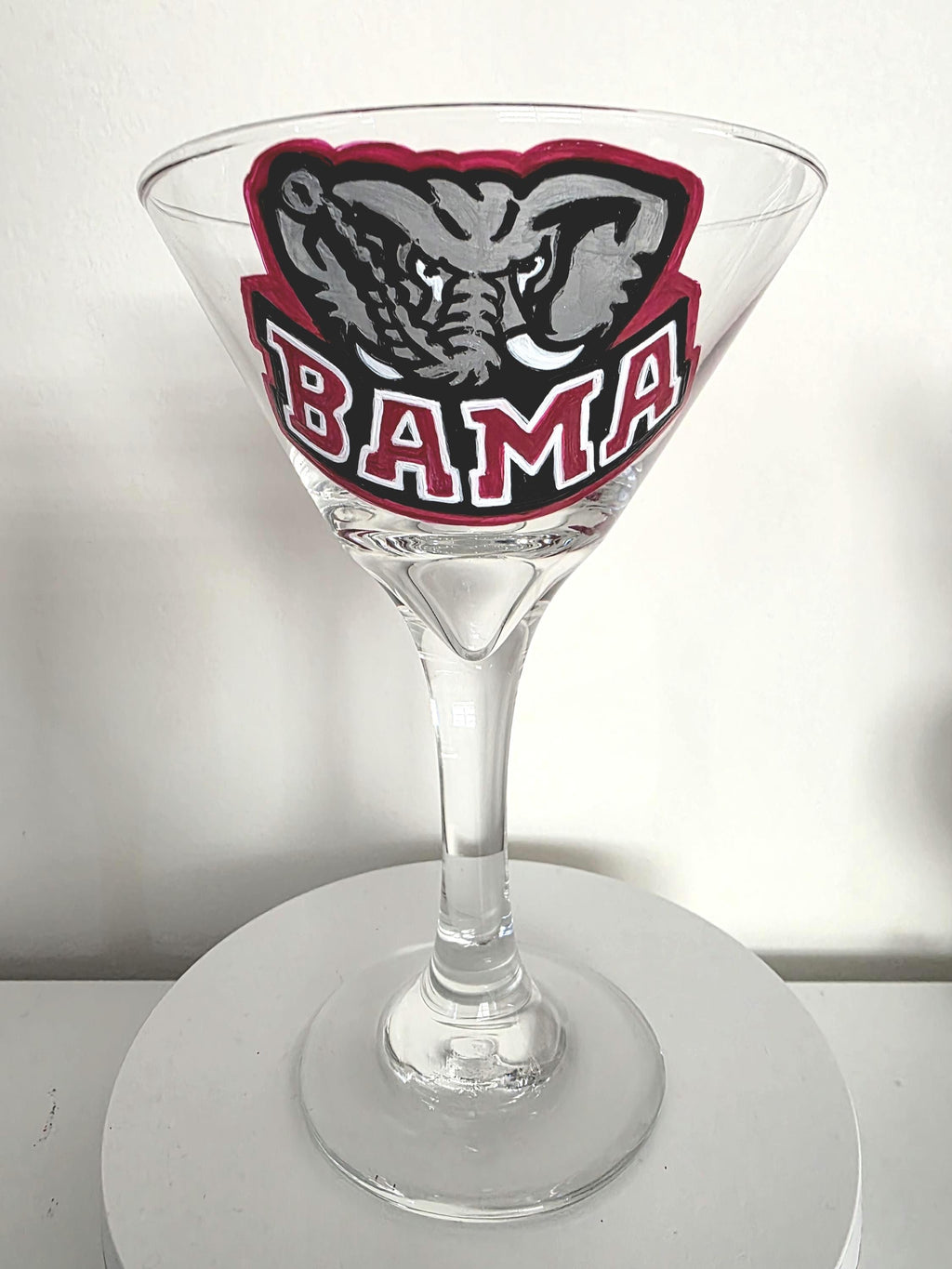 Hand Painted Alabama Crimson Tide Martini Glass