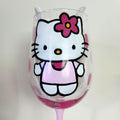 Hand Painted Hello Kitty Wine Glasses/ 18 oz/Glassware/Hello Kitty/Gift for her/Birthday/Mothers Day/Christmas Gift Glass/Bling Wine Glass