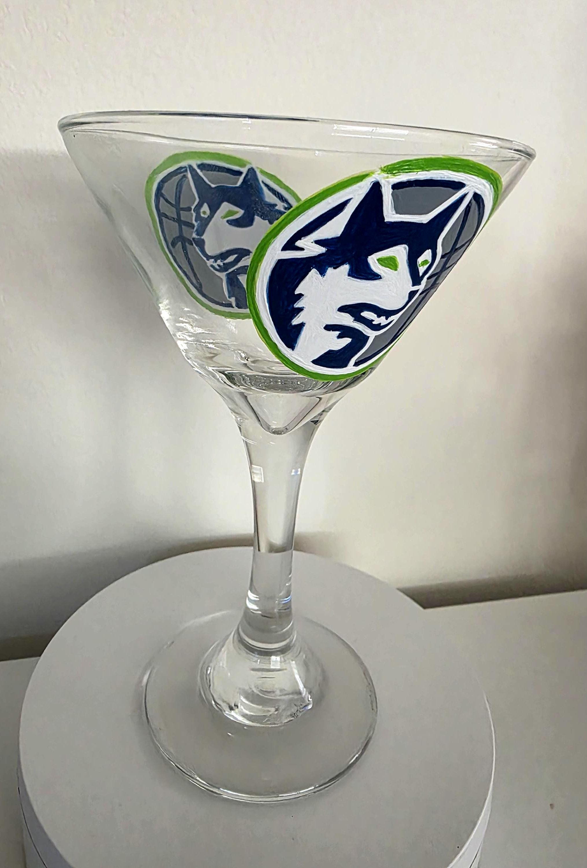 Hand Painted Minnesota Timberwolves Martini Glass – NBA Barware Gift