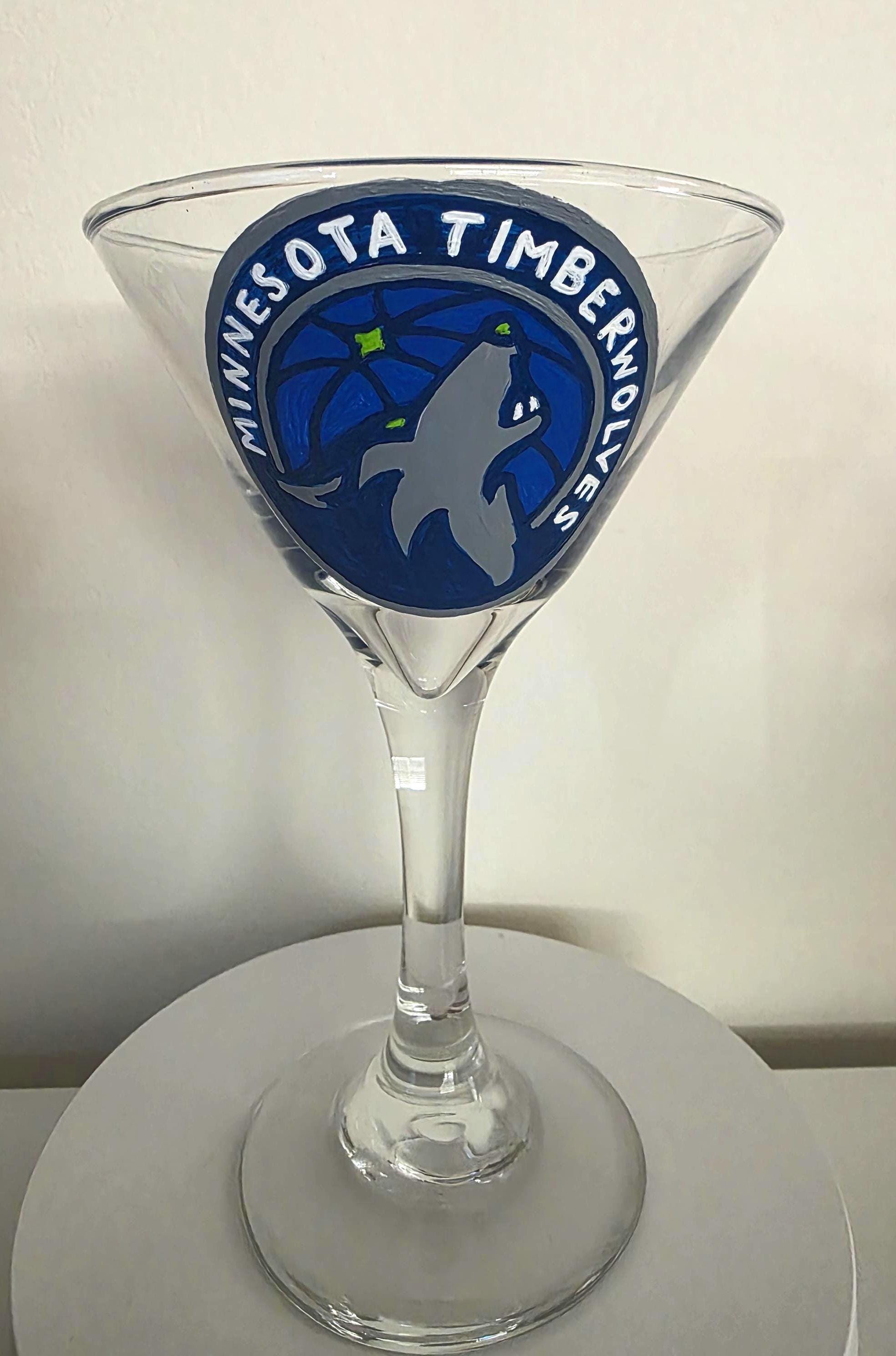 Hand Painted Minnesota Timberwolves Martini Glass – NBA Barware Gift
