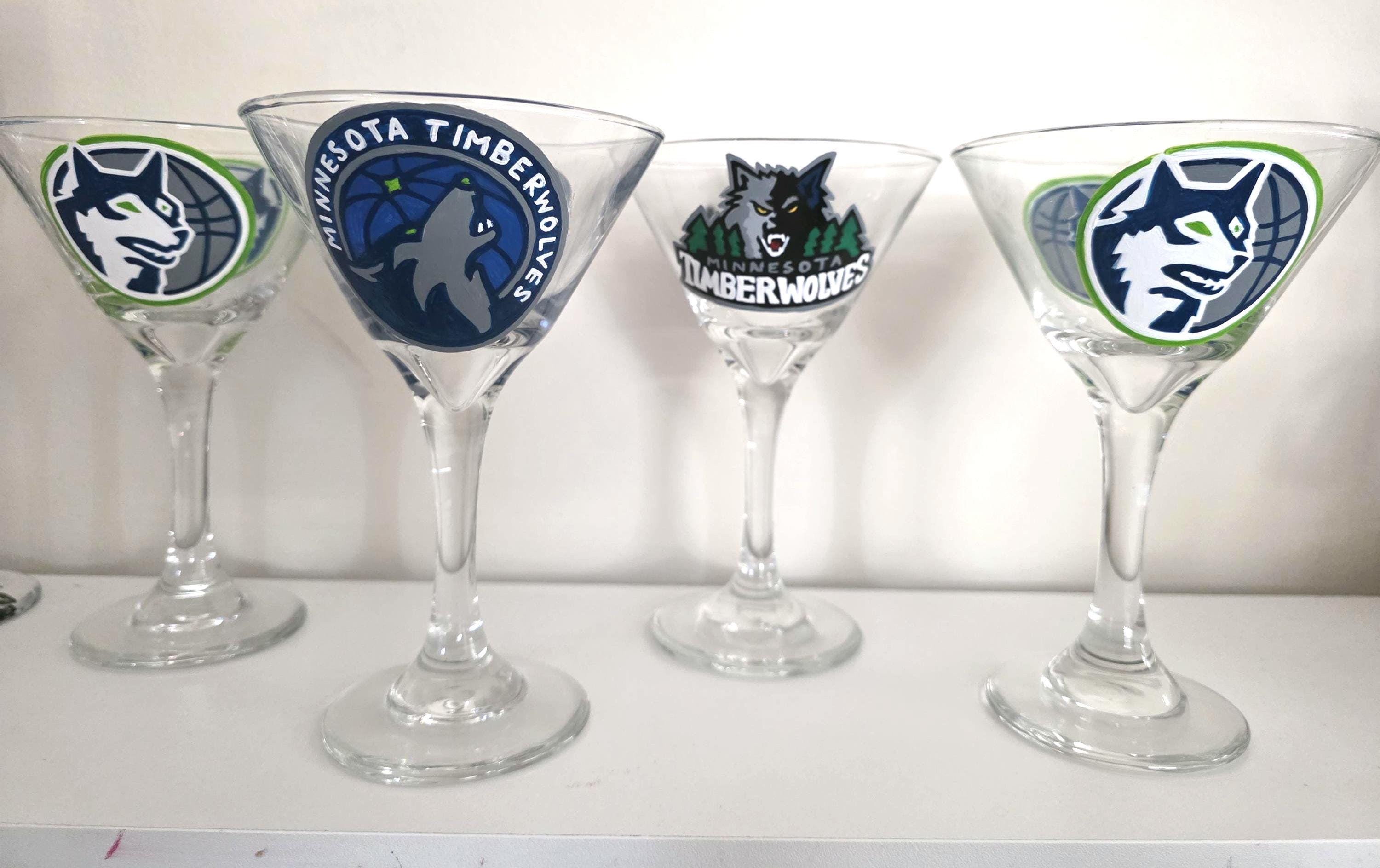 Hand Painted Minnesota Timberwolves Martini Glass – NBA Barware Gift