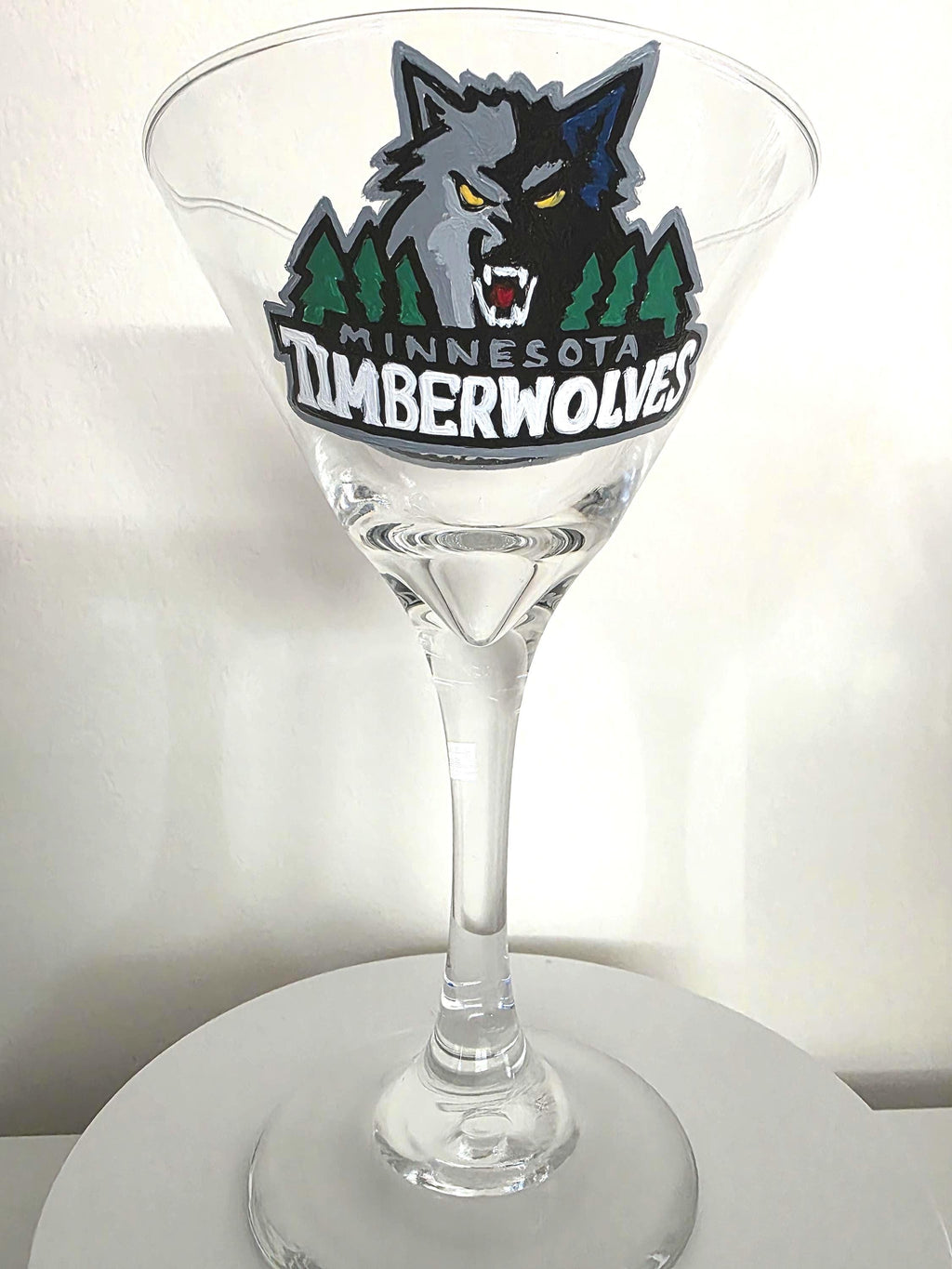 Hand Painted Minnesota Timberwolves Martini Glass – NBA Barware Gift