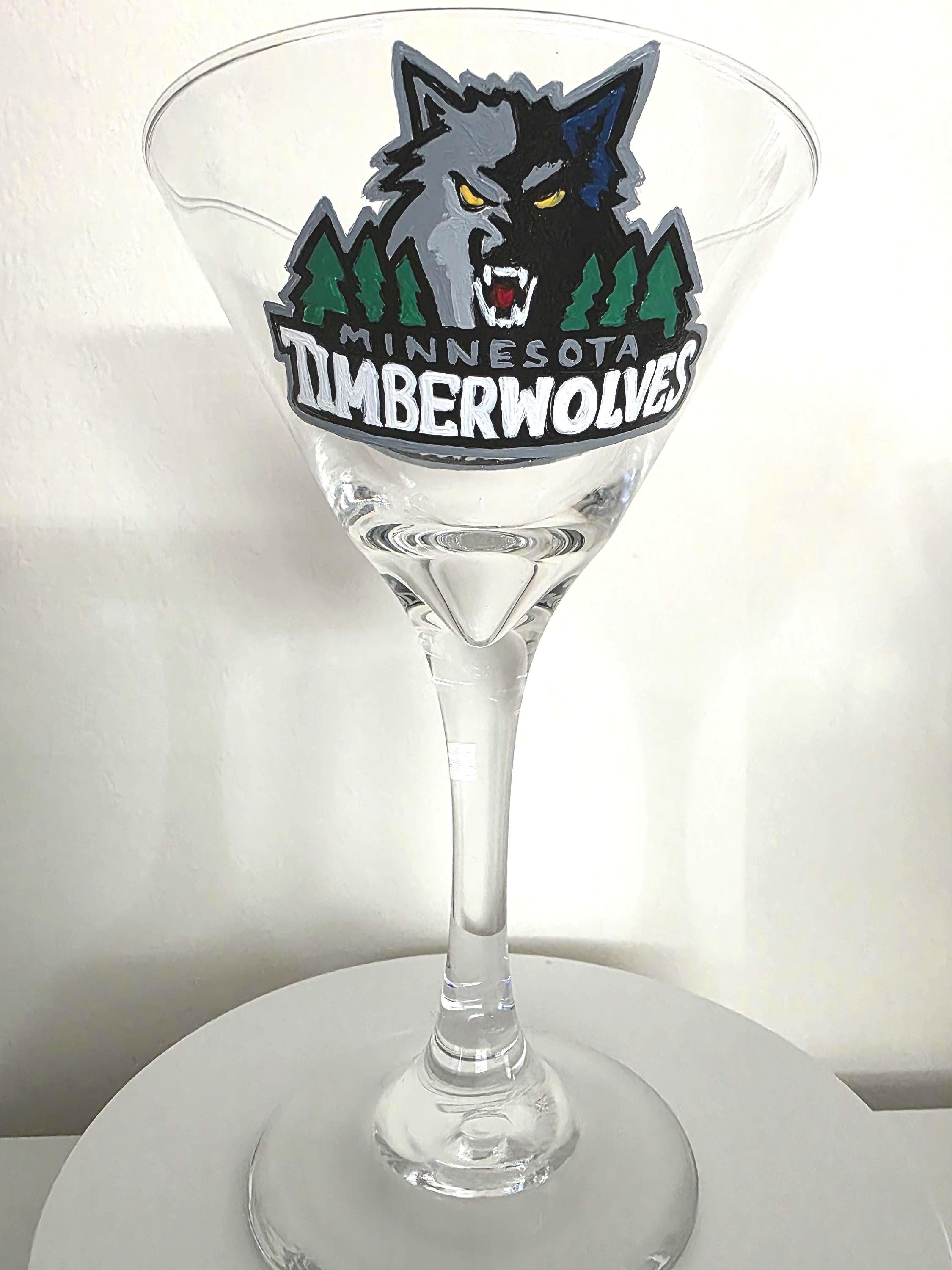 Hand Painted Minnesota Timberwolves Martini Glass – NBA Barware Gift