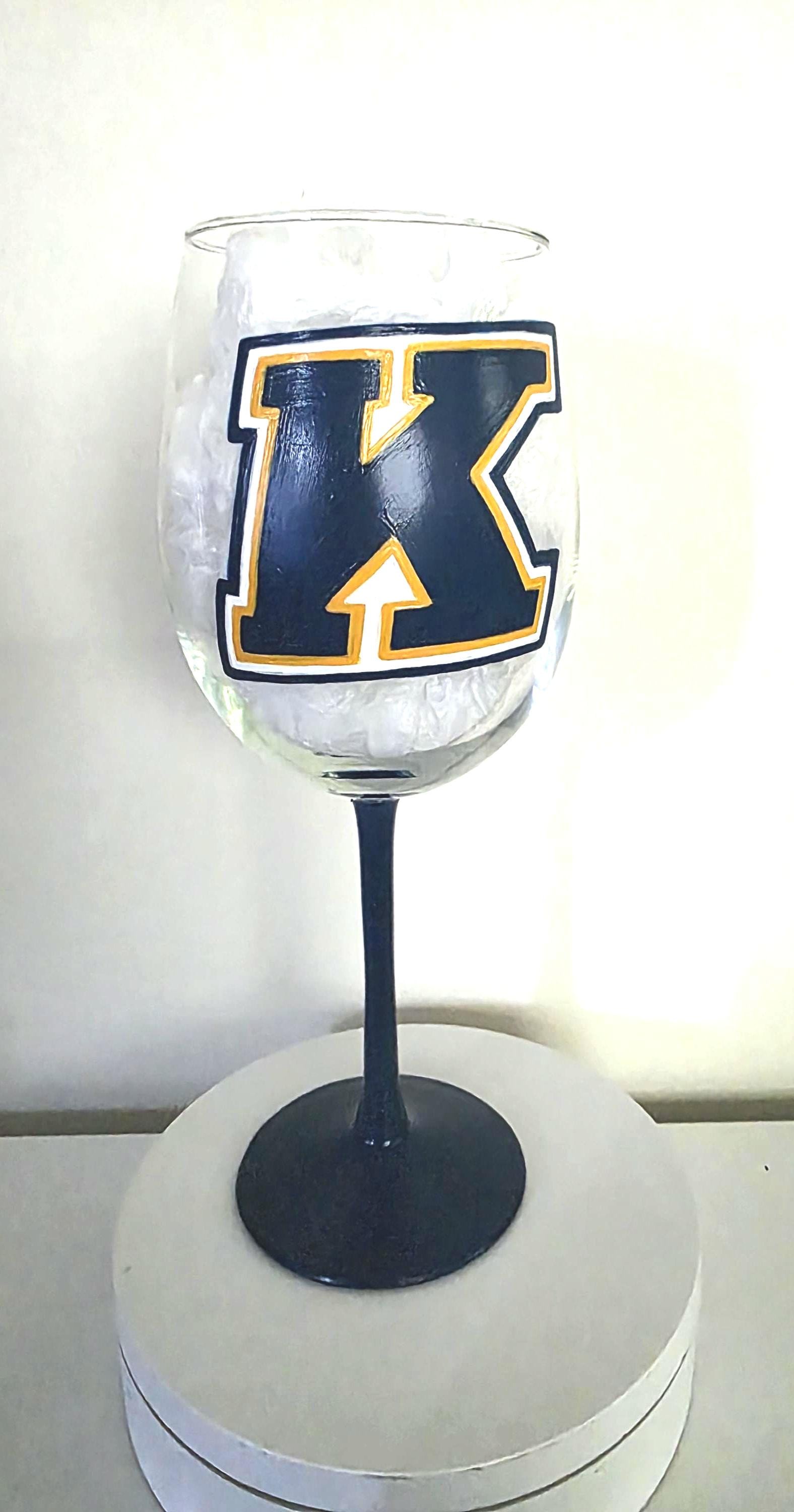 Kent State University Wine Glass, Hand Painted Glitter Stem/Graduation Gift/College Gift