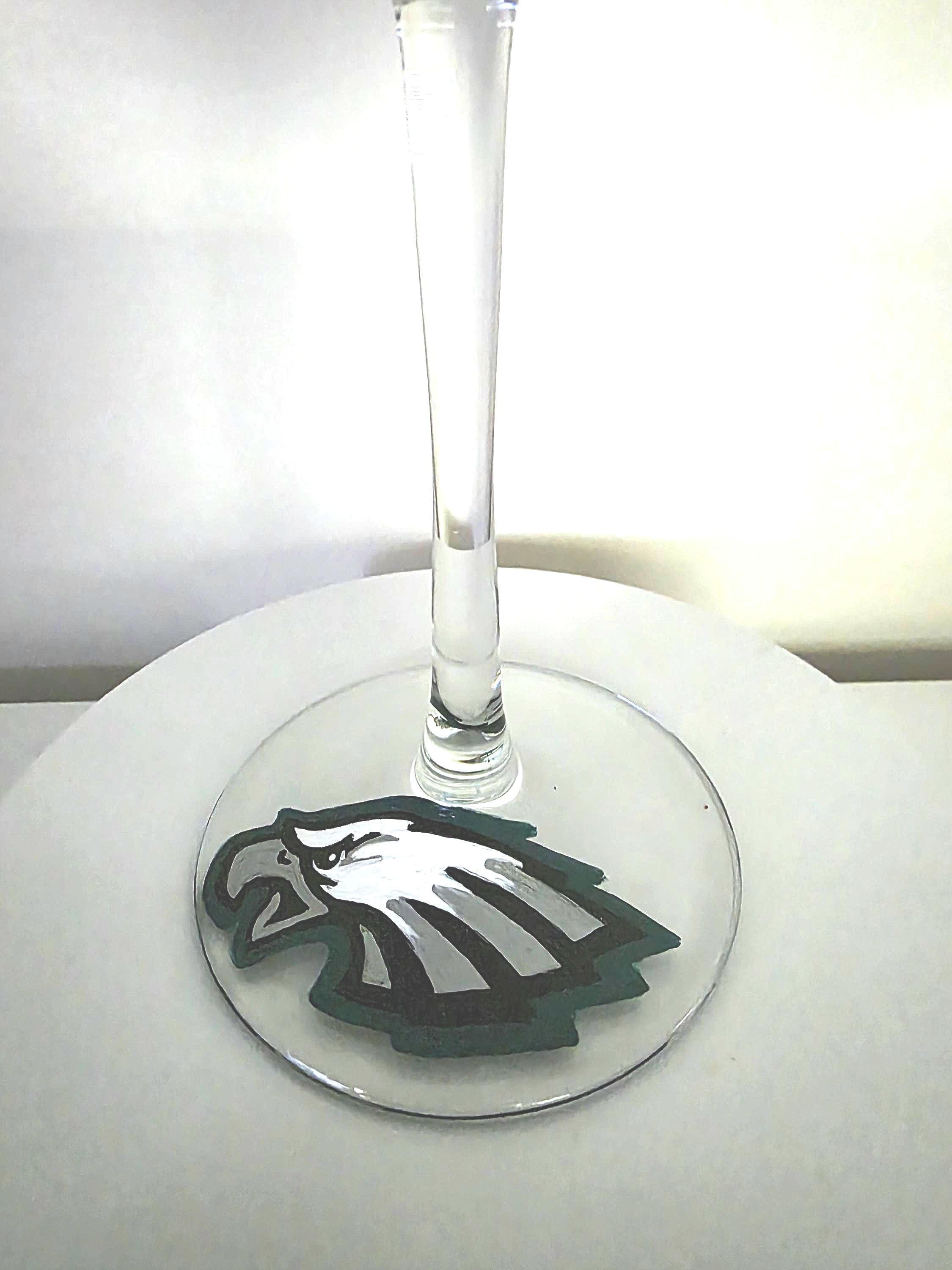 Hand Painted Philadelphia Eagles Wine Glass, Football Gift