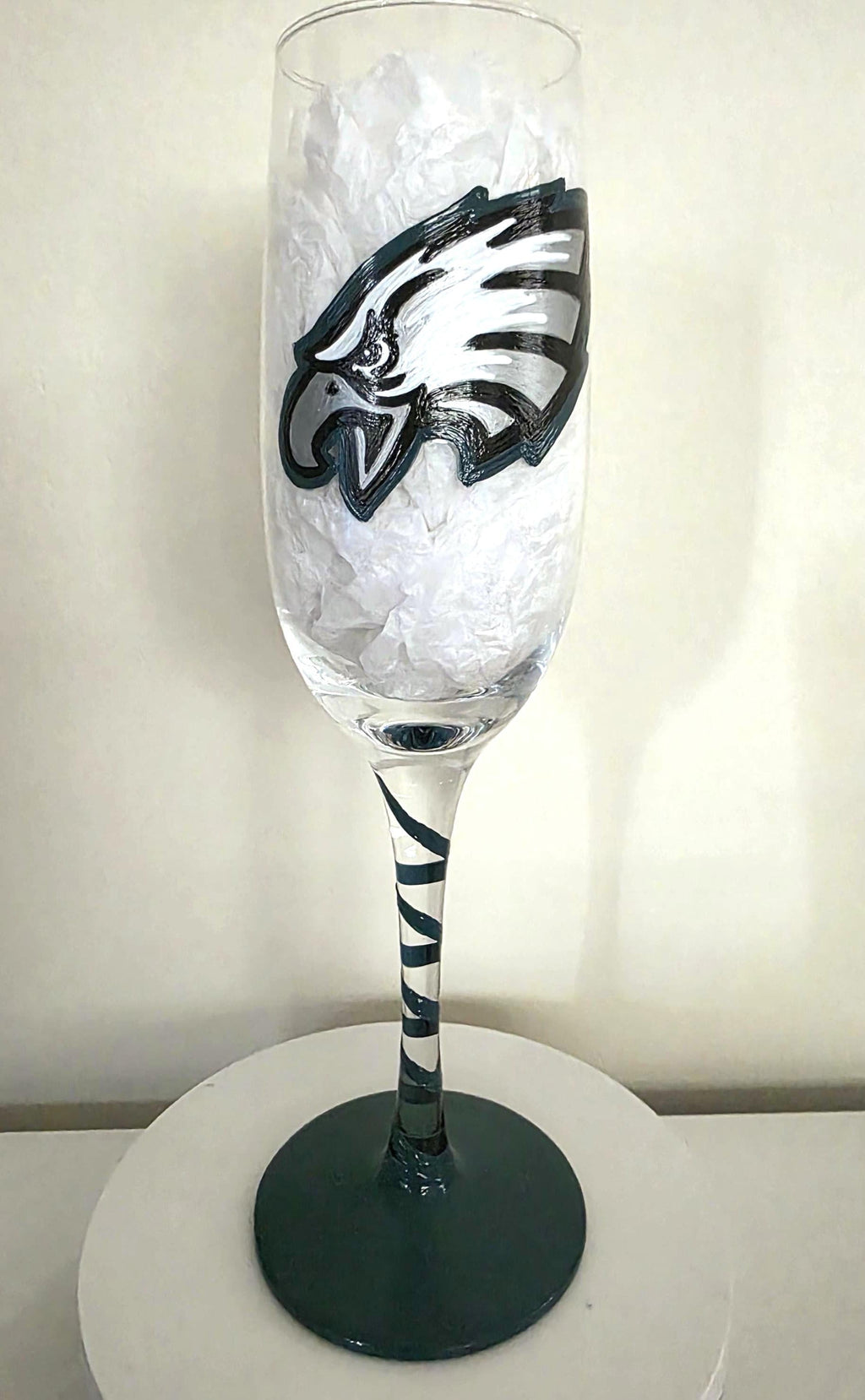 Hand Painted Philadelphia Eagles Champagne Glass, Football Gift