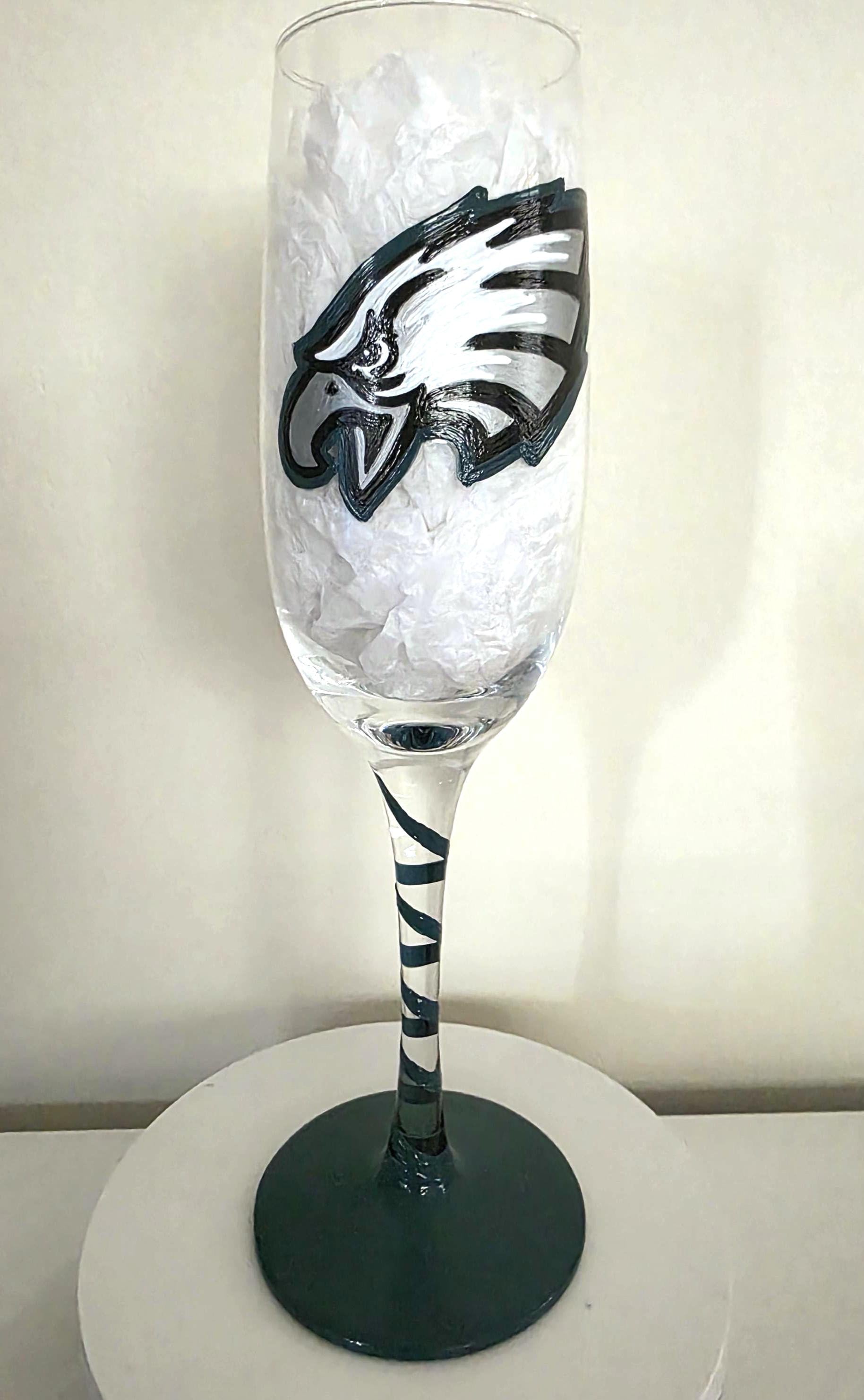 Hand Painted Philadelphia Eagles Champagne Glass, Football Gift