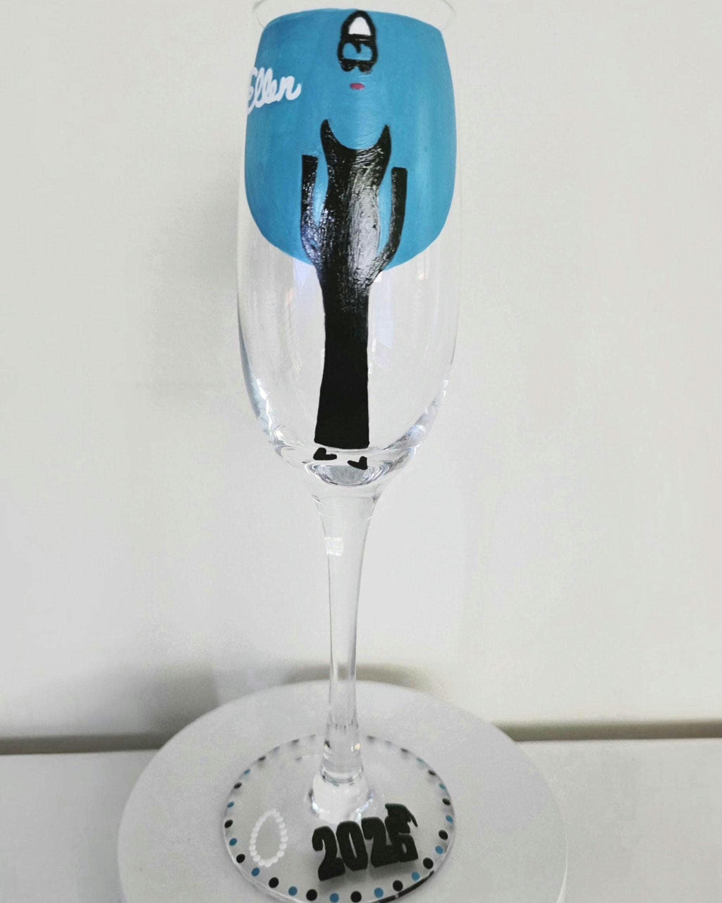 Hand Painted Breakfast at Tiffany's Champagne Glasses, Graduation Gift/Class of 2026/Graduation Tea