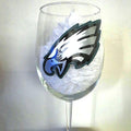 Hand Painted Philadelphia Eagles Wine Glass, Football Gift