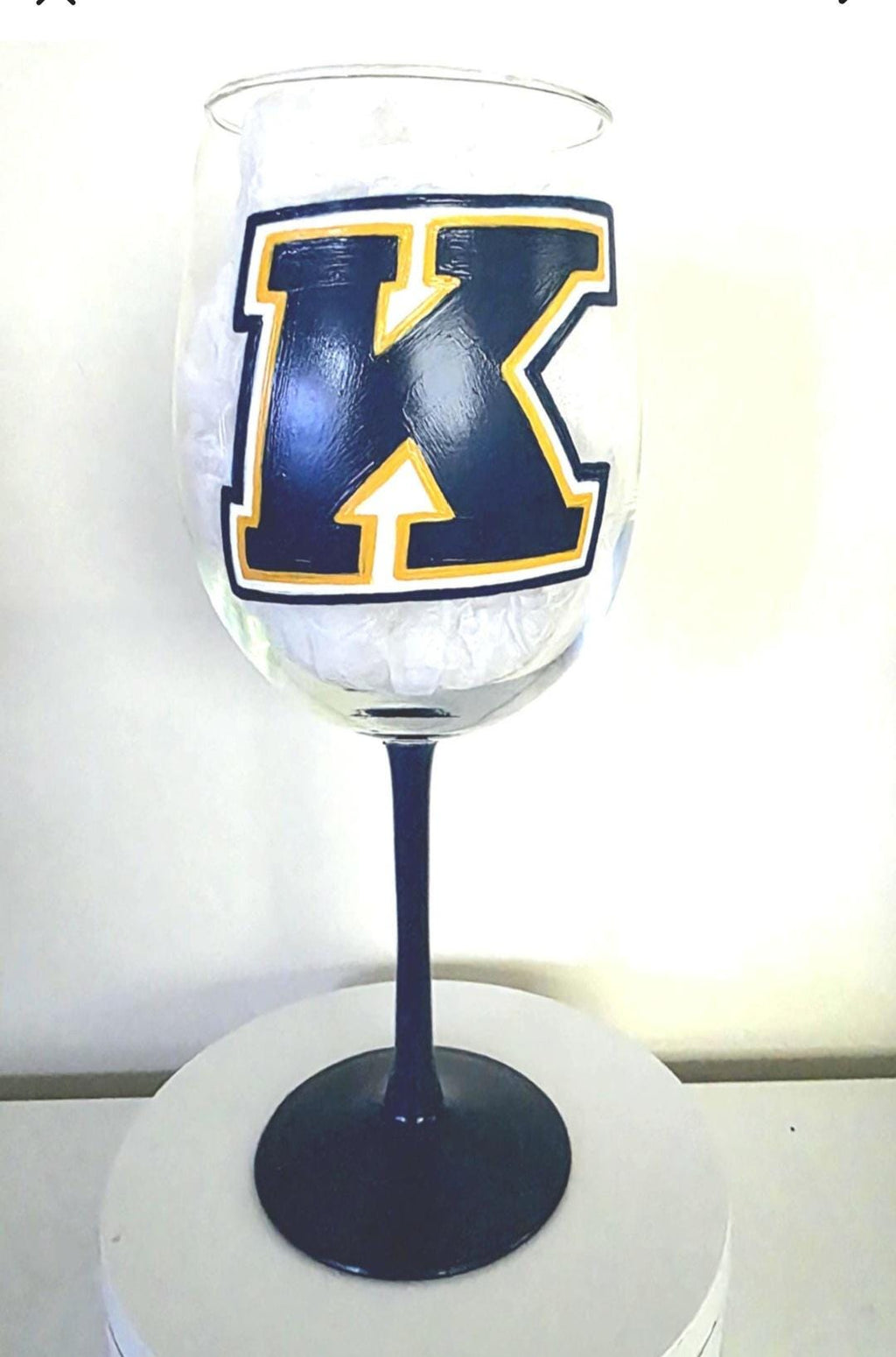Kent State University Wine Glass, Hand Painted Glitter Stem/Graduation Gift/College Gift