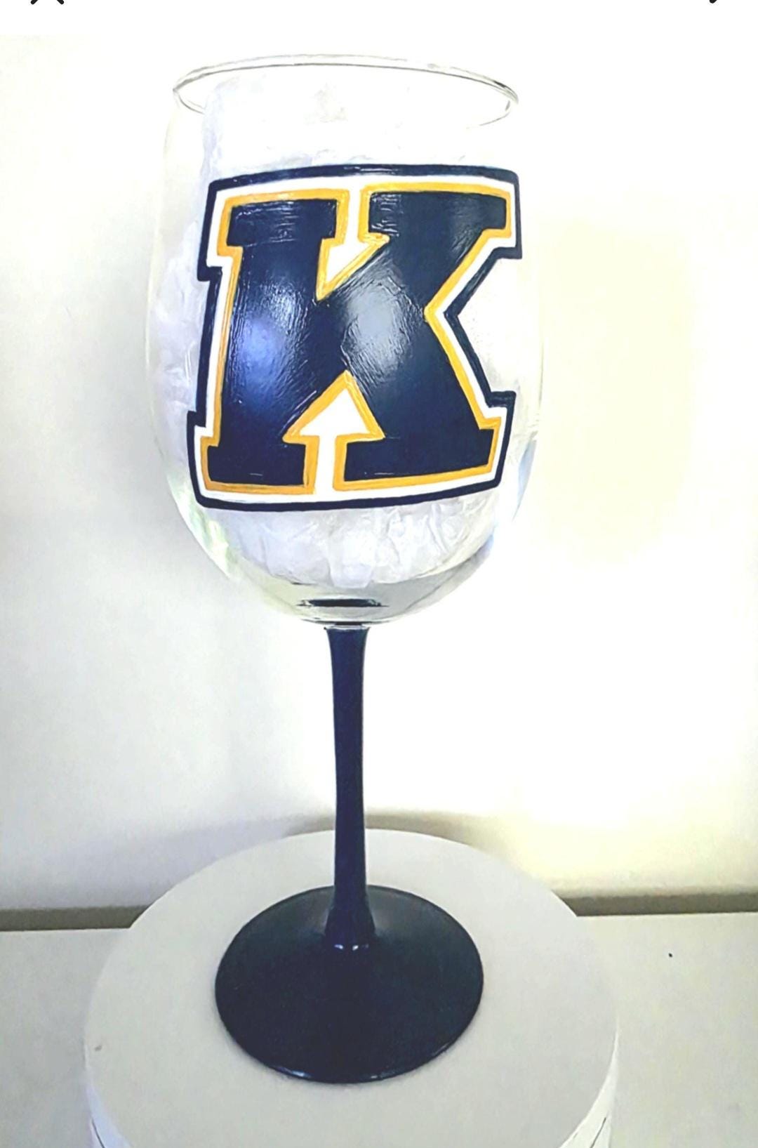 Kent State University Wine Glass, Hand Painted Glitter Stem/Graduation Gift/College Gift