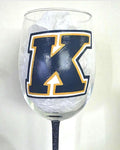 Kent State University Wine Glass, Hand Painted Glitter Stem/Graduation Gift/College Gift