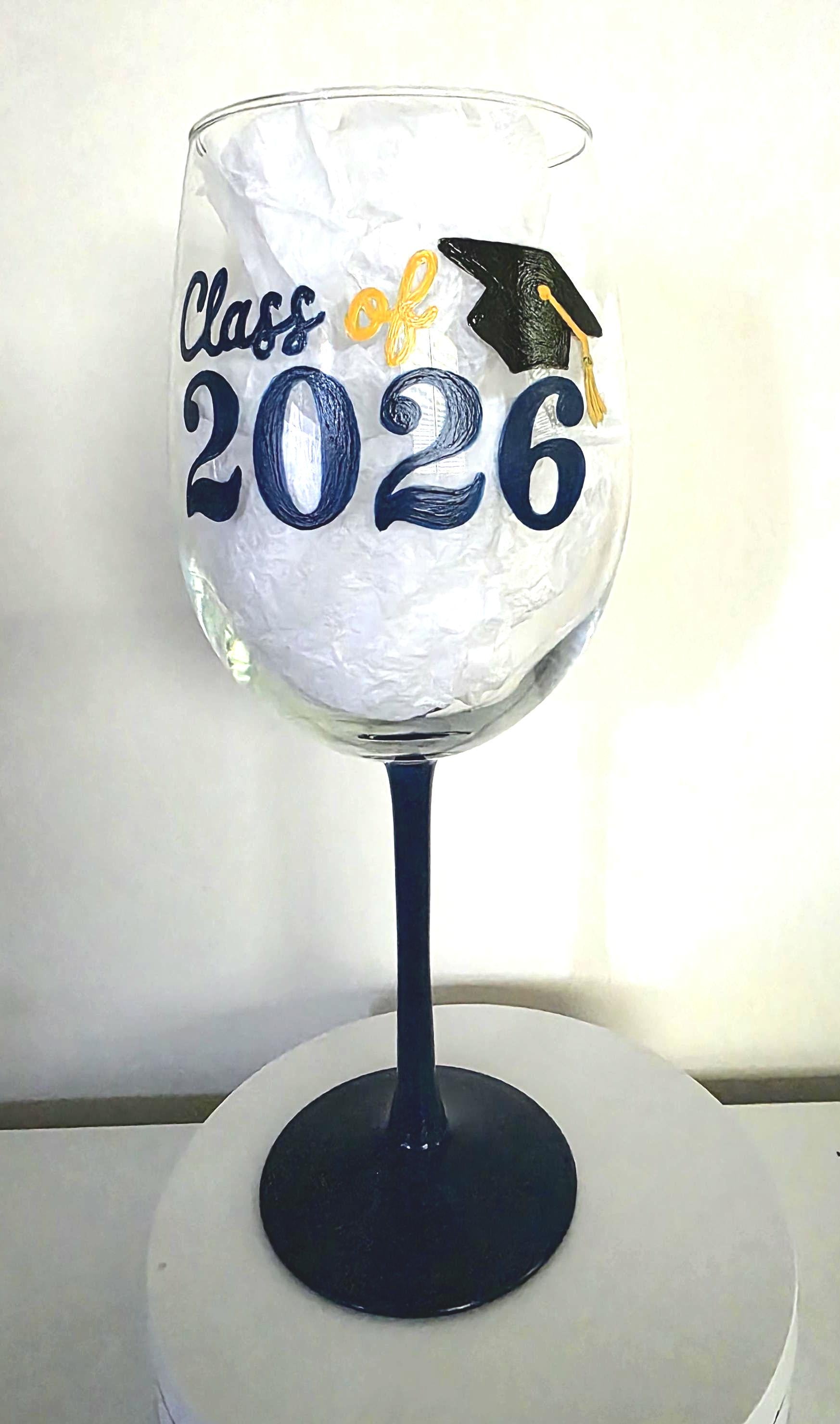 Kent State University Wine Glass, Hand Painted Glitter Stem/Graduation Gift/College Gift