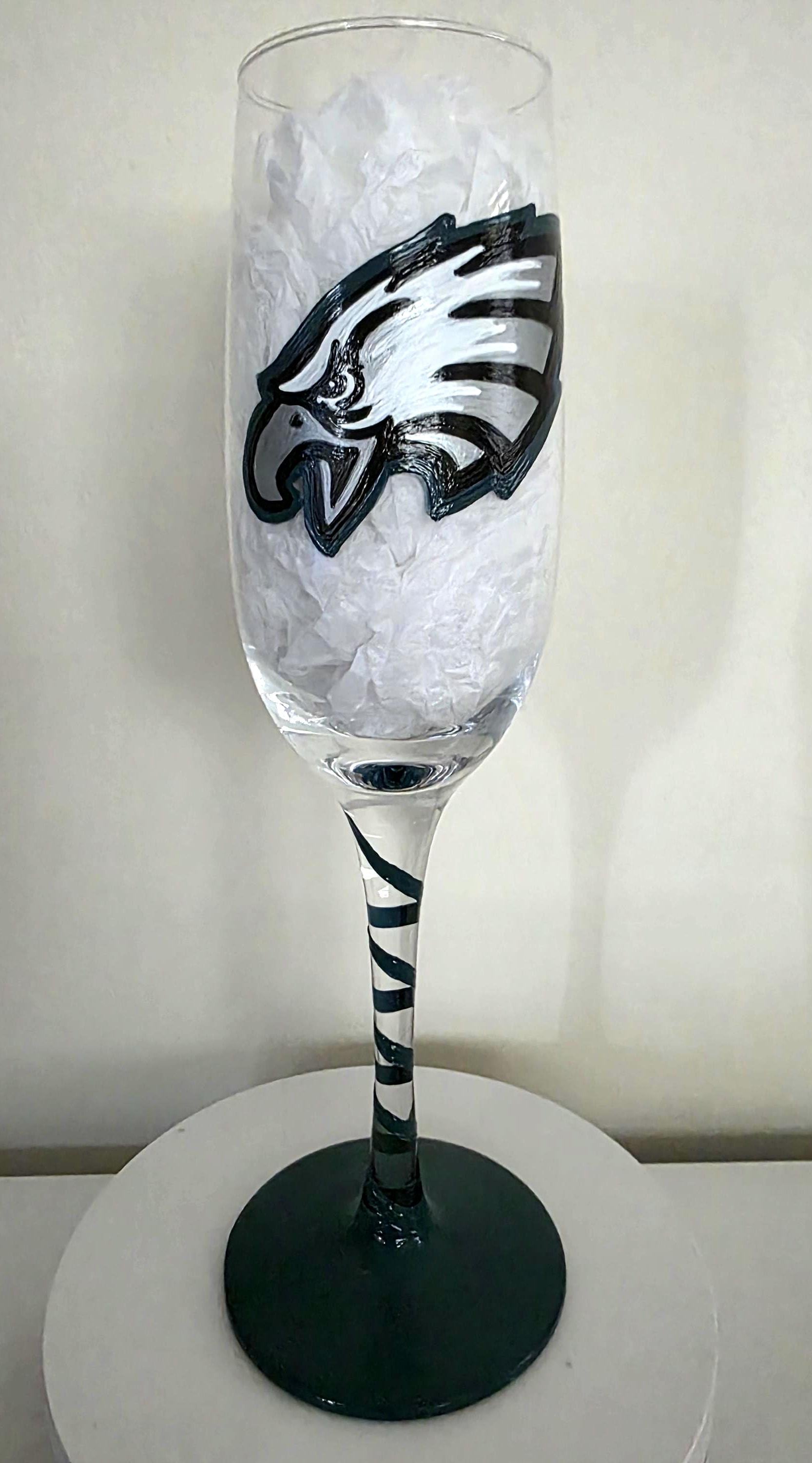 Hand Painted Philadelphia Eagles Champagne Glass, Football Gift