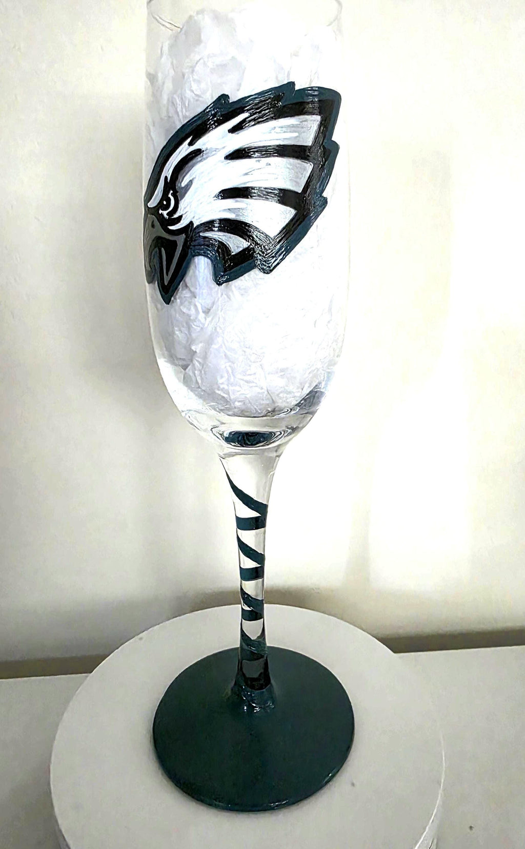 Hand Painted Philadelphia Eagles Champagne Glass, Football Gift