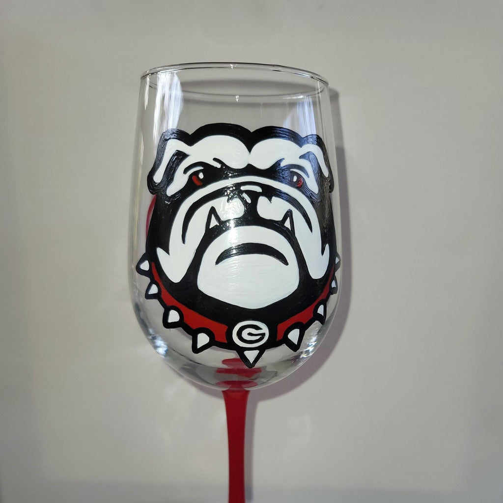 Hand Painted Georgia Bulldogs Double Sided Wine Glass /Gift for Her/Gift for Him/Christmas Gift/ Barware/College Graduation Gift