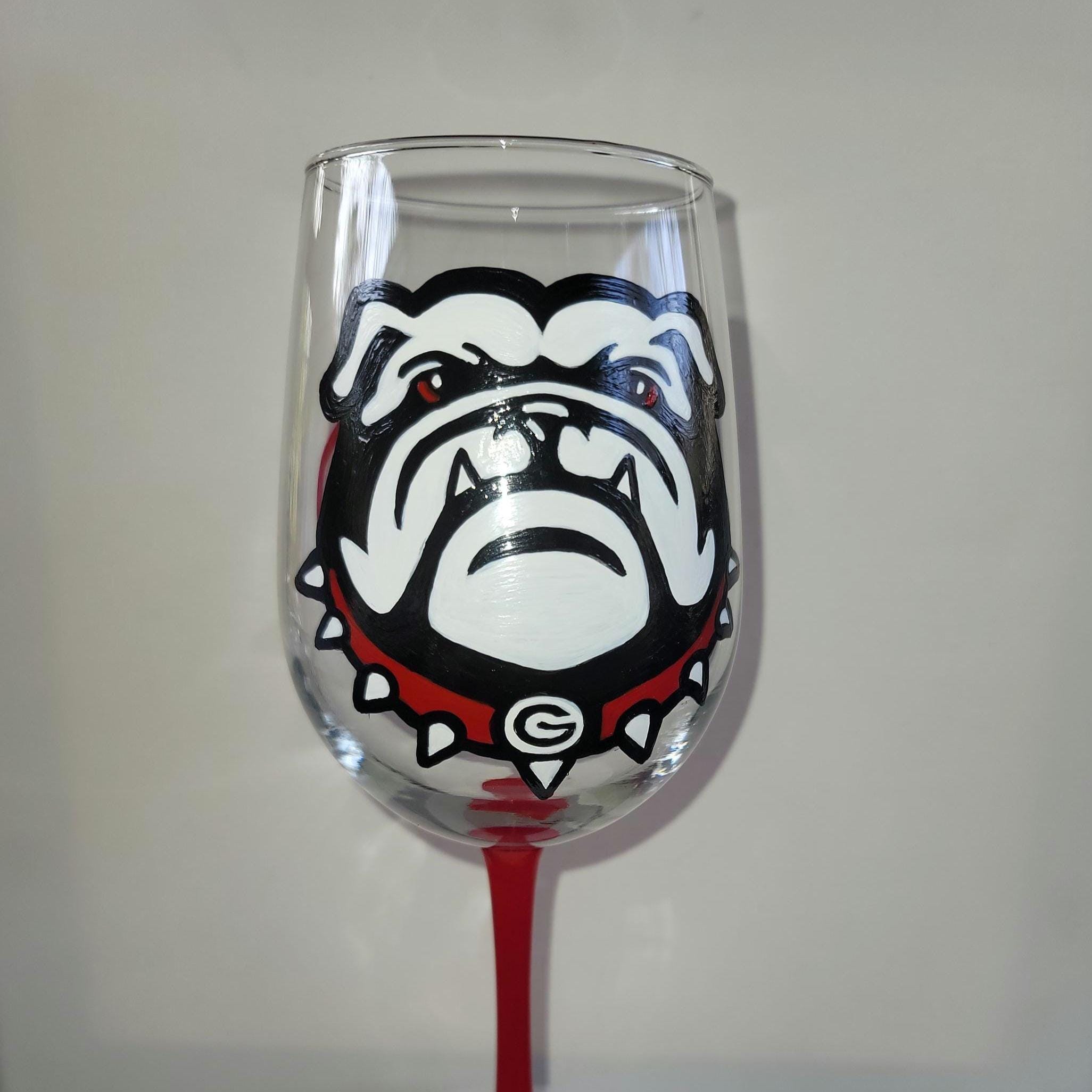 Hand Painted Georgia Bulldogs Double Sided Wine Glass /Gift for Her/Gift for Him/Christmas Gift/ Barware/College Graduation Gift