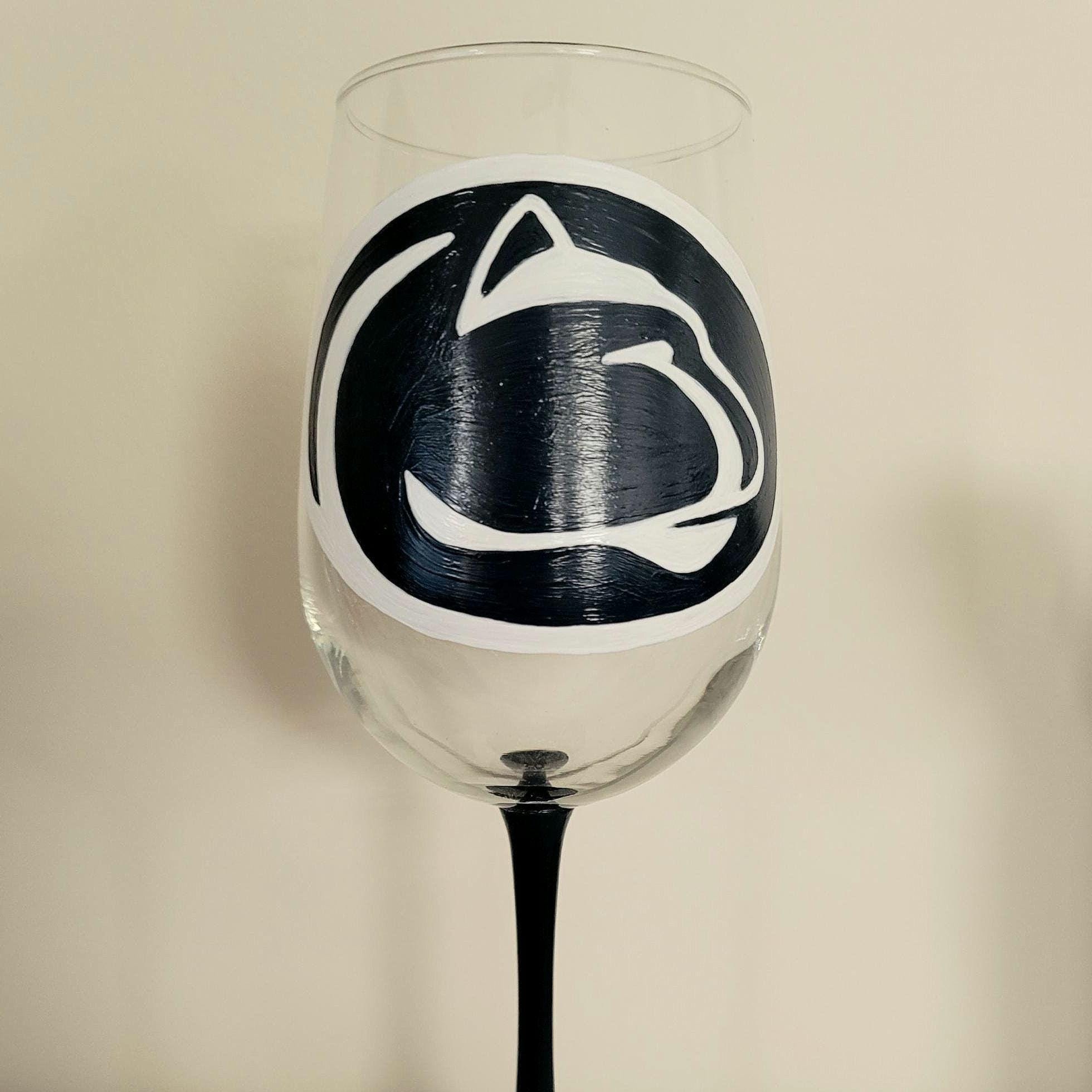 Hand Painted Penn State Nittany Lions Wine Glass