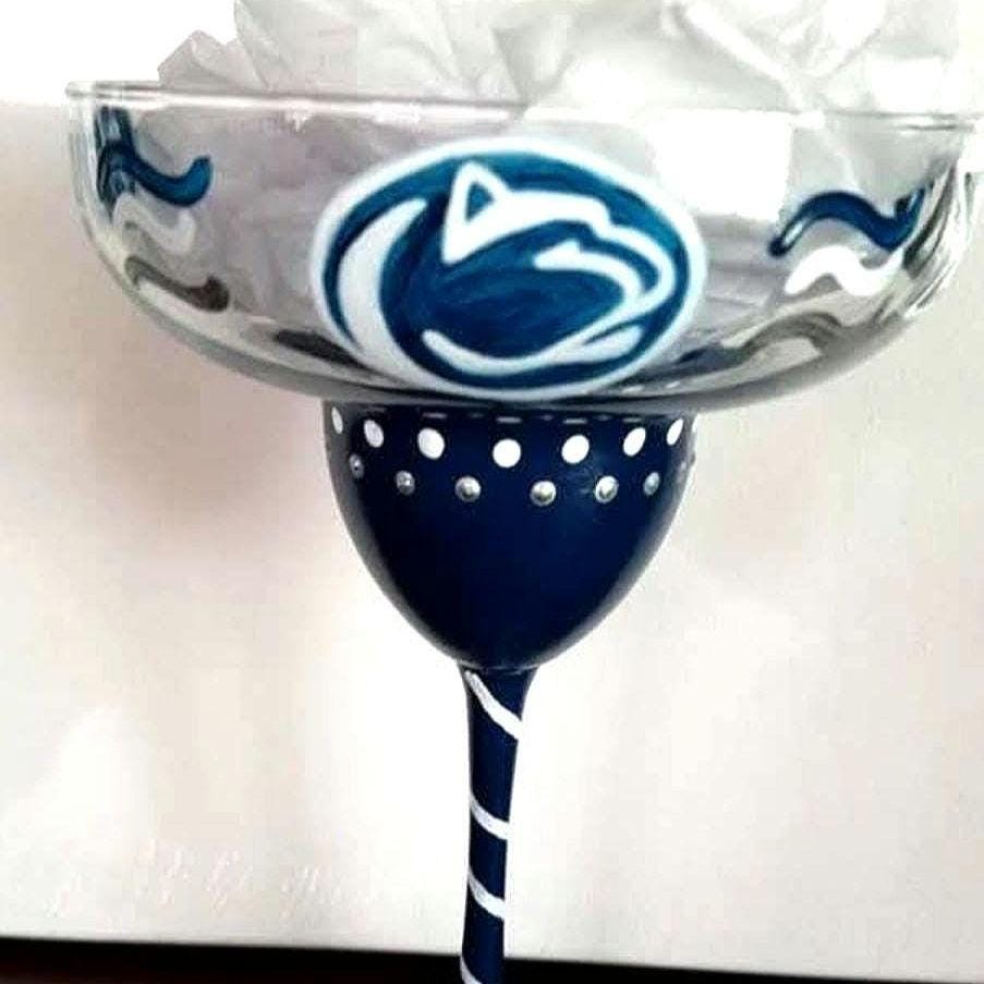 Hand Painted Penn State Sorority Margarita Glass, Bling Glass