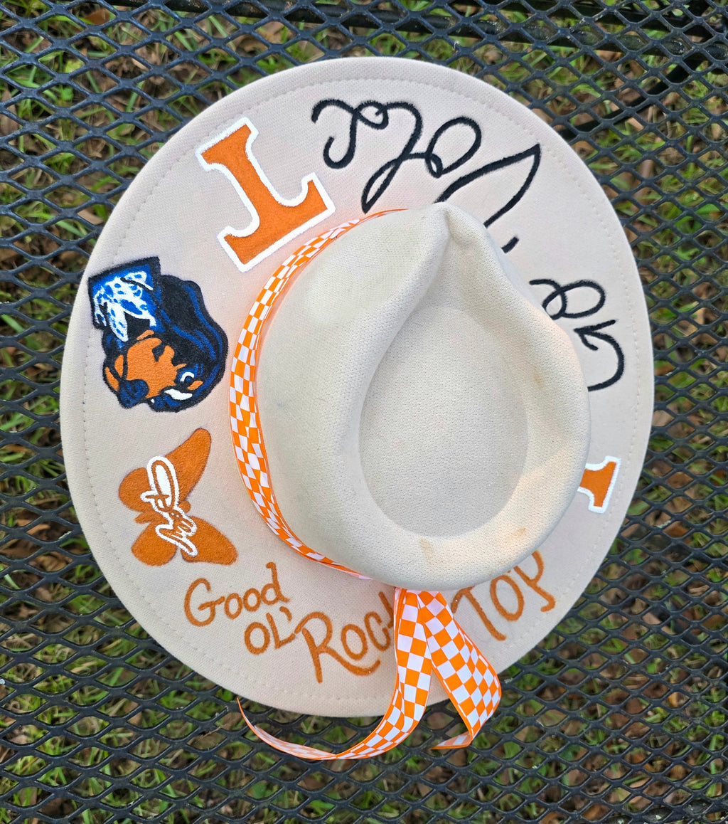 Custom Design Your Own Fedora Boho style Hat, TN Volunteers,  Themes, Logo, Wedding, Holiday Gift
