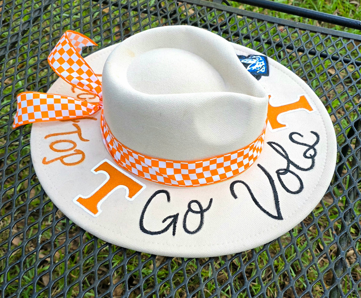 Custom Design Your Own Fedora Boho style Hat, TN Volunteers,  Themes, Logo, Wedding, Holiday Gift